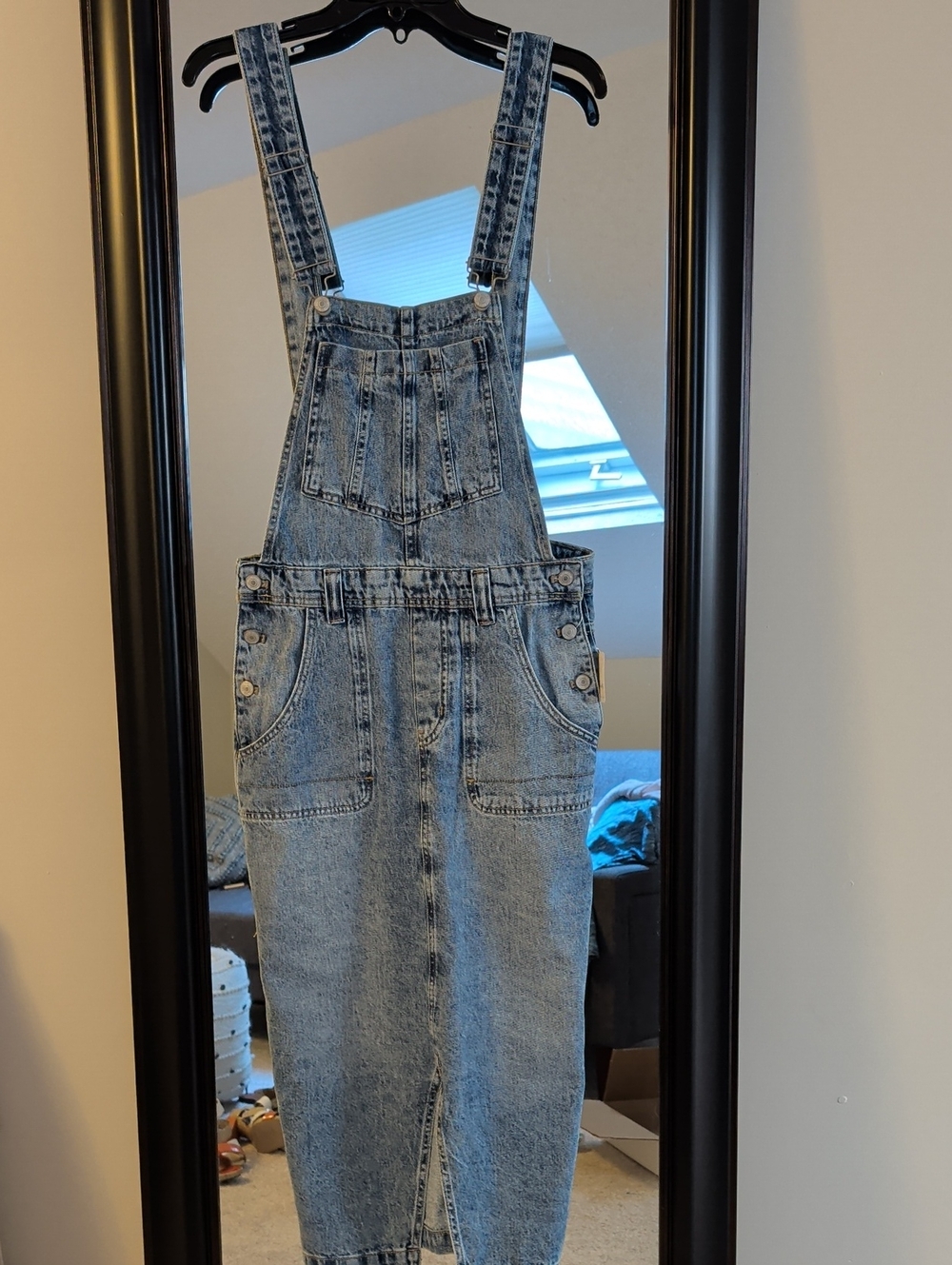 We The Free  Ligh  Wash Denim Overall Dress